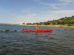 Platz 03 Sabine Rieser - Kajakfahren in Kroatien mit 3 Malinois im Schlepptau